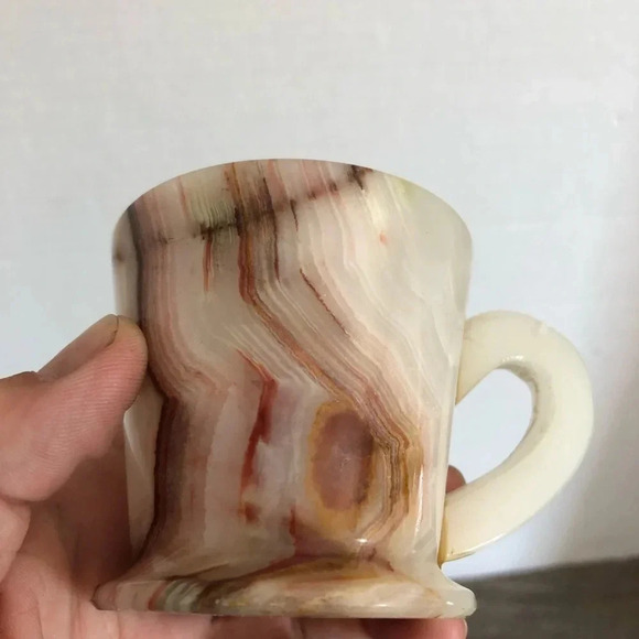 Vtg Banded Onyx Teacup with Saucer - Picture 4 of 12